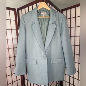 ASOS DESIGN tailored linen mix blazer in light blue size 6